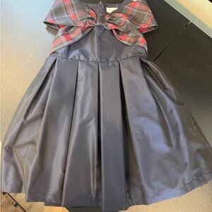 Plaid Bow Black Dress